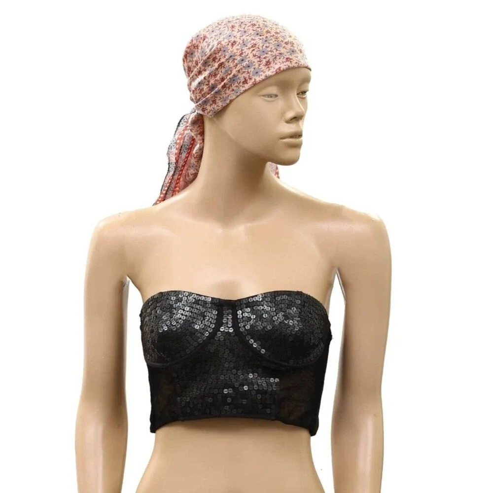 Free People So Silk Printed Bandana Scarf Tube Top Belt Floral Paisley Wrap OS